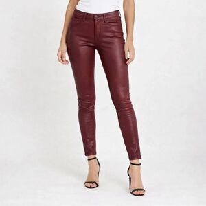 Hudson Red Wine Wax Purple Krista Ankle Super Skinny Coated Faux Leather Jeans